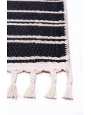 Bohem BH 05 Black İskandinav Desenli Kaydırmaz Örgü Saçaklı Pamuklu Kilim