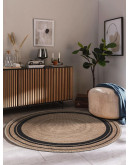 Jutz JZ09 Natural Black Yuvarlak Doğal Jüt Kilim