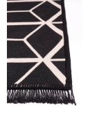 Kilimon KM 01 Black Beige Çift Taraflı Yıkanabilir Pamuklu Kilim