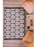 Kilimon KM 01 Black Beige Çift Taraflı Yıkanabilir Pamuklu Kilim