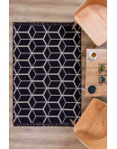 Kilimon KM 01 Black Beige Çift Taraflı Yıkanabilir Pamuklu Kilim
