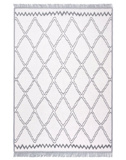 Kilimon KM 03 Grey Cream Çift Taraflı Yıkanabilir Pamuklu Kilim