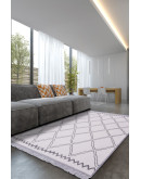 Kilimon KM 03 Grey Cream Çift Taraflı Yıkanabilir Pamuklu Kilim