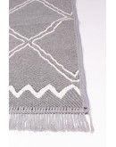 Kilimon KM 03 Grey Cream Çift Taraflı Yıkanabilir Pamuklu Kilim