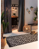 Kilimon KM 04 Black White Çift Taraflı Yıkanabilir Pamuklu Kilim