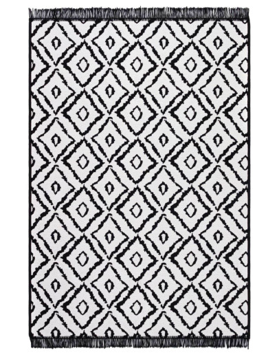 Kilimon KM 04 Black White Çift Taraflı Yıkanabilir Pamuklu Kilim
