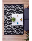 Kilimon KM 04 Black White Çift Taraflı Yıkanabilir Pamuklu Kilim