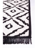 Kilimon KM 04 Black White Çift Taraflı Yıkanabilir Pamuklu Kilim