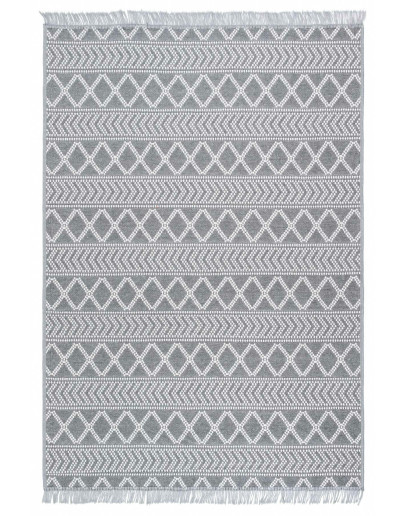 Kilimon KM 05 Grey Cream Çift Taraflı Yıkanabilir Pamuklu Kilim