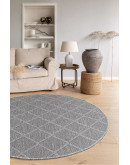 Mood MO 01 Grey İskandinav Desenli Kaydırmaz Yuvarlak Dokuma Kilim
