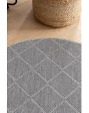 Mood MO 01 Grey İskandinav Desenli Kaydırmaz Yuvarlak Dokuma Kilim