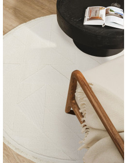 Sidney SDY03 Cream Yuvarlak Pelüş Dokulu Salon Makine Halısı