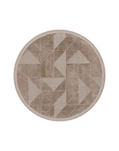 Sidney SDY05 Beige Yuvarlak Pelüş Dokulu Salon Makine Halısı