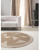 Sidney SDY05 Beige Yuvarlak Pelüş Dokulu Salon Makine Halısı