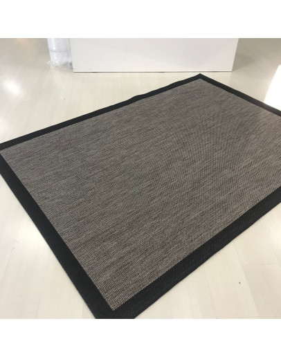 Jüt Sisal Gri Siyah Makine Halısı 9715